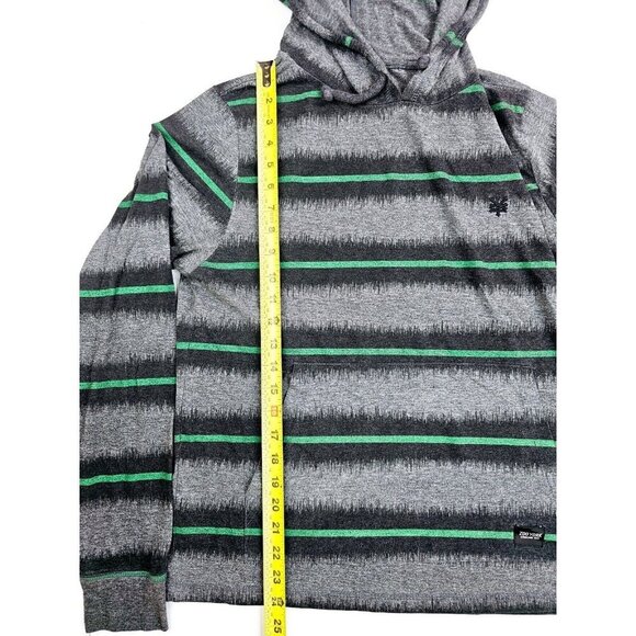 Zoo York Size Medium Mens Gray Black Green Stripe Lightweight Pullover Hoodie - Picture 10 of 11